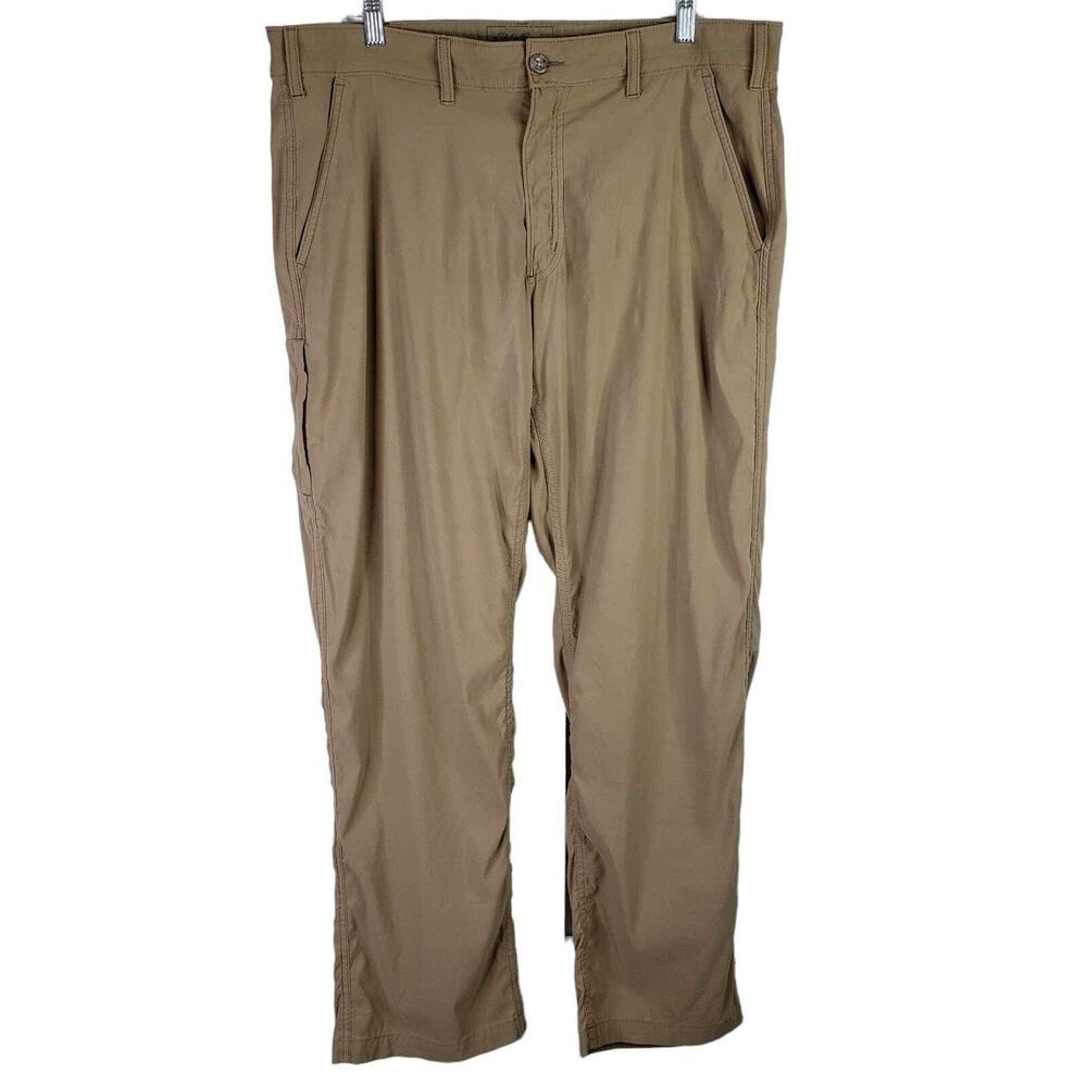 Eddie Bauer Travex Pants Mens 36x32 Khaki Hiking Stretch Nylon Straight Leg